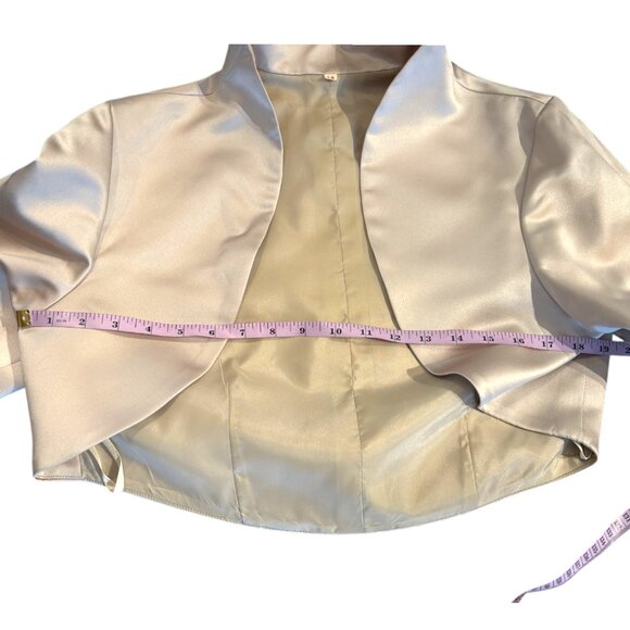 Davids Bridal mother of the bride champagne strapless gown & bolero jacket sz 14 - Picture 12 of 14